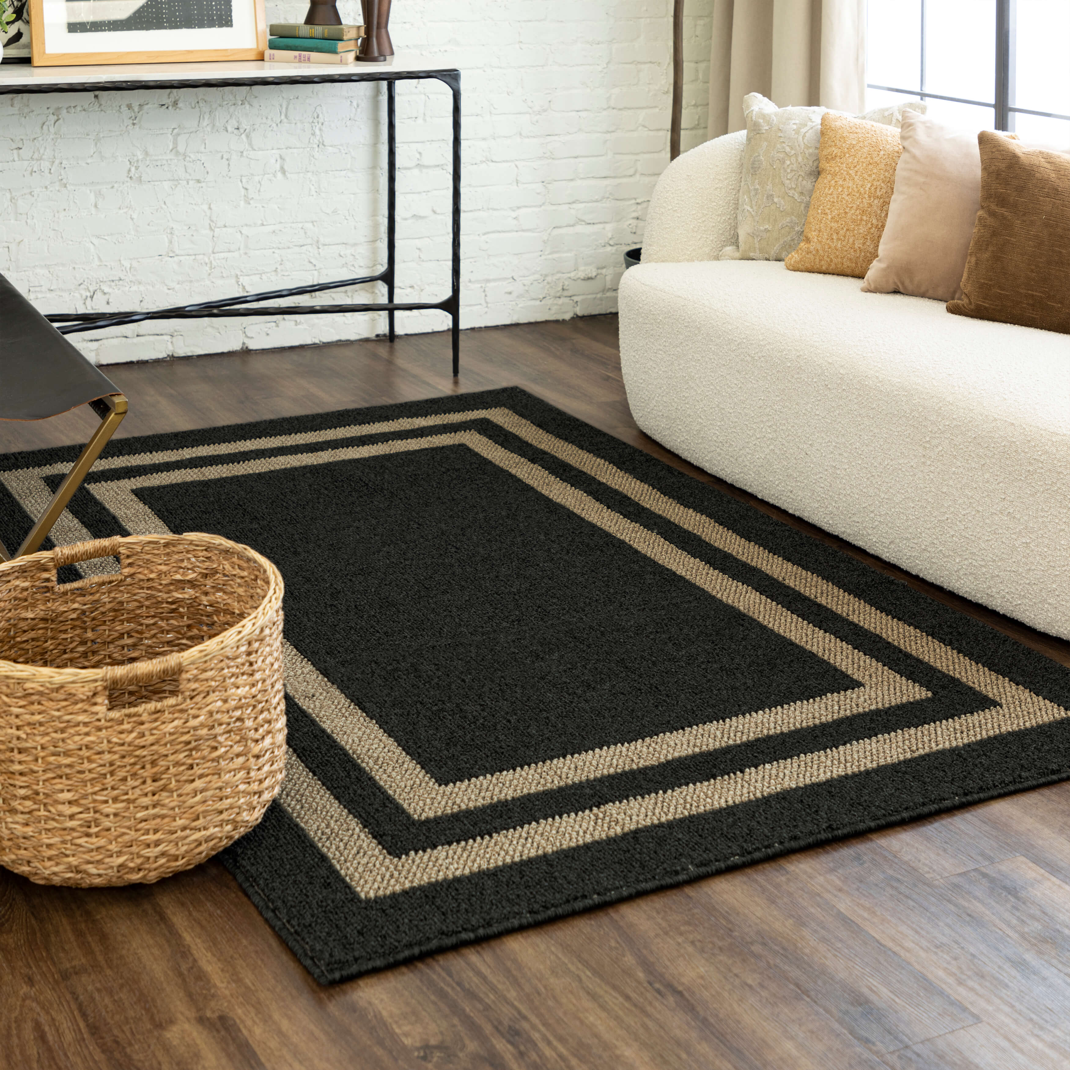 Aiden Sisal Near Black/Tan Area Rug – Covered By Rugs