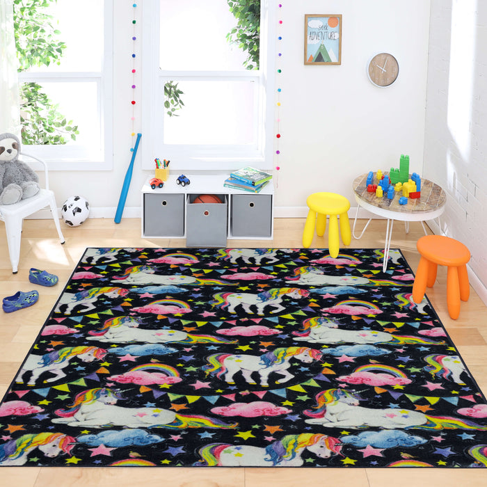 Technicolor Magical Gray & Pink Area Rug – Covered By Rugs