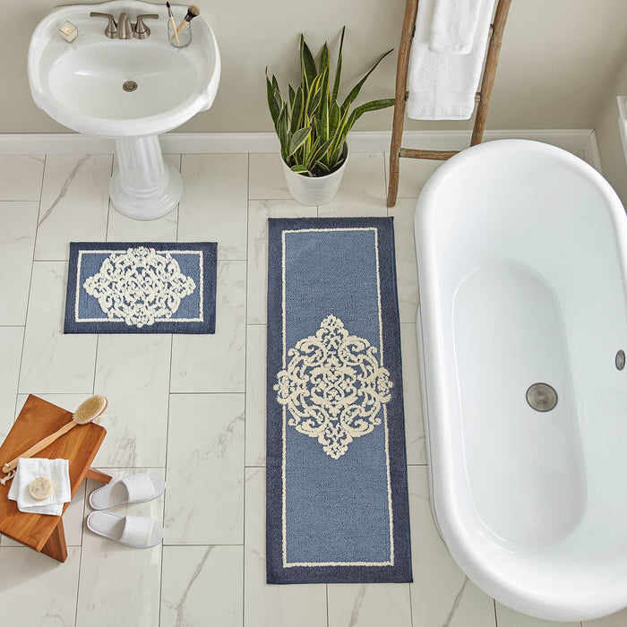 Compass Navy Blue Bath Mat – Covered By Rugs
